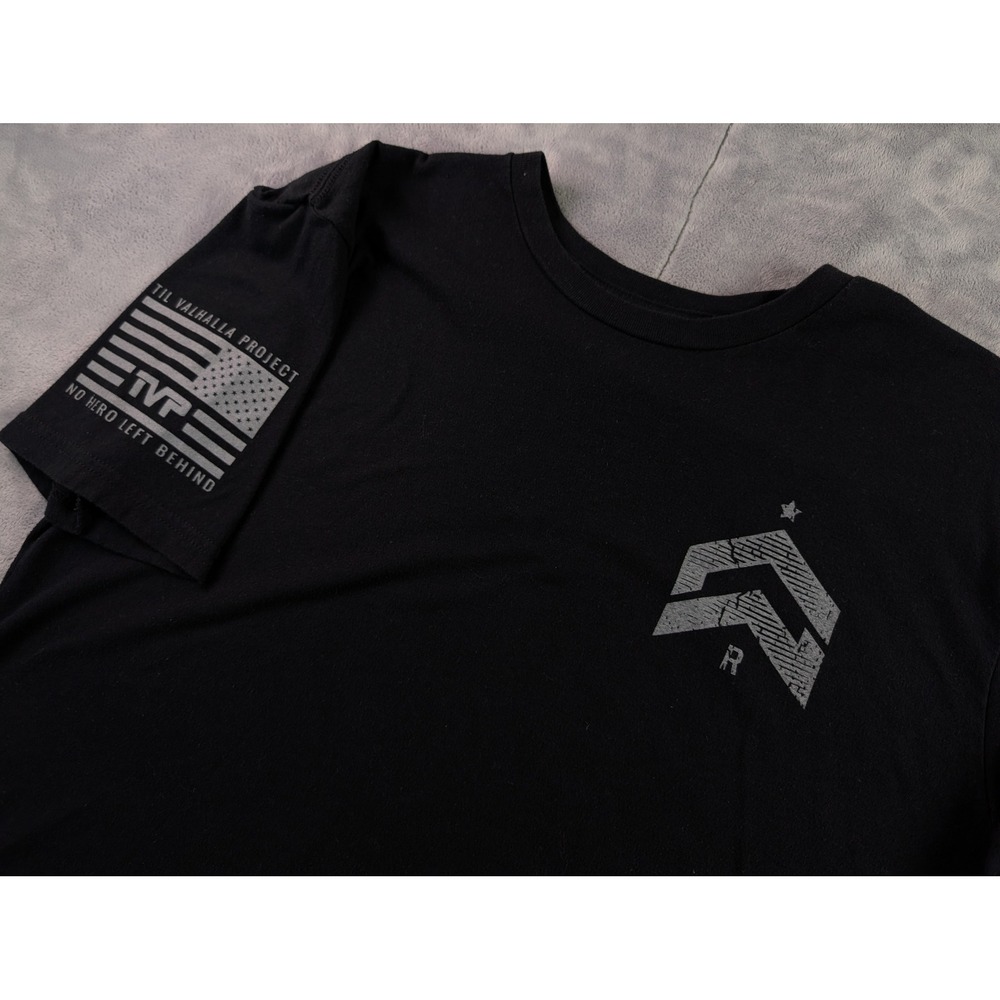 Til Valhalla Project Mens Black Graphic T-Shirt Large Battle Scars TVP Flag